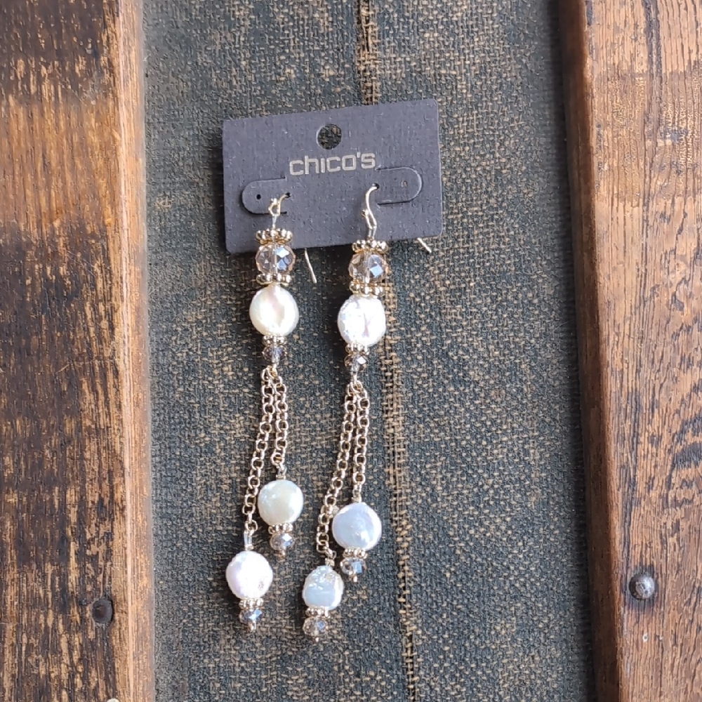 Chico's Gold and Silver Dangle Earrings